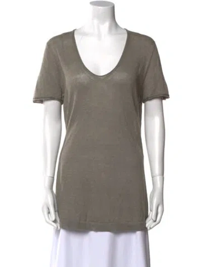 Pre-owned Urban Zen Linen V-neck T-shirt In Gray