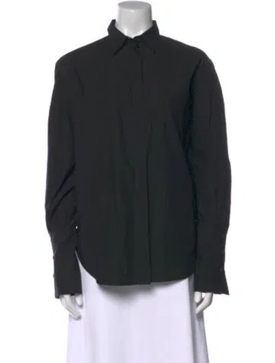 Pre-owned Urban Zen Long Sleeve Button-up Top In Black