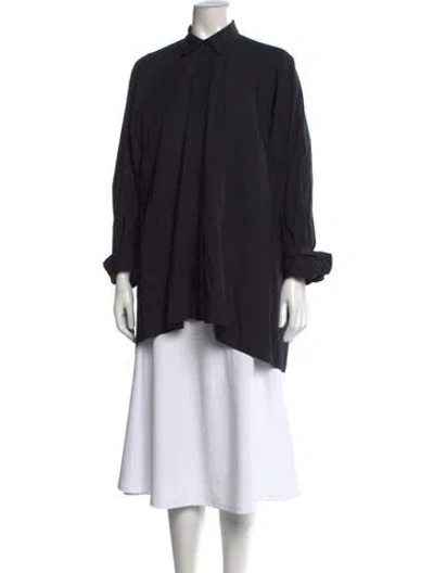 Pre-owned Urban Zen Long Sleeve Button-up Top In Black