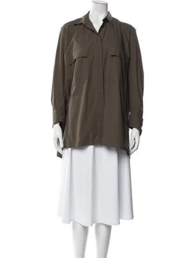 Pre-owned Urban Zen Long Sleeve Button-up Top In Grey