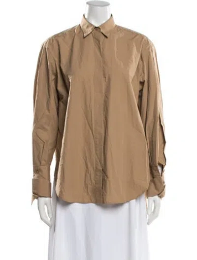 Pre-owned Urban Zen Long Sleeve Button-up Top In Neutral