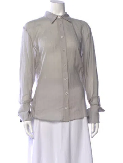 Pre-owned Urban Zen Long Sleeve Button-up Top W/ Tags In Grey
