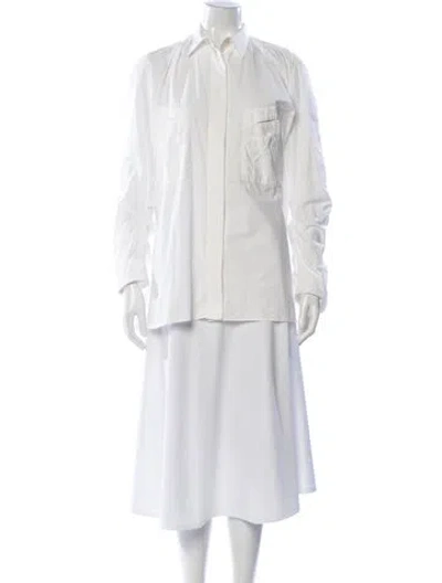 Pre-owned Urban Zen Long Sleeve Button-up Top In White
