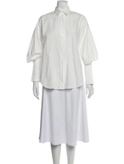 Pre-owned Urban Zen Long Sleeve Button-up Top In White
