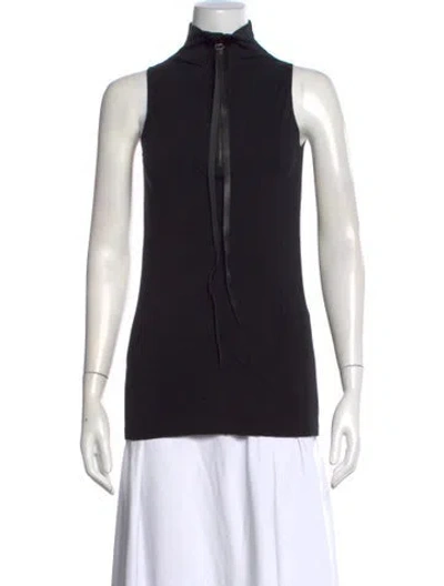 Pre-owned Urban Zen Mock Neck Sleeveless Top In Black