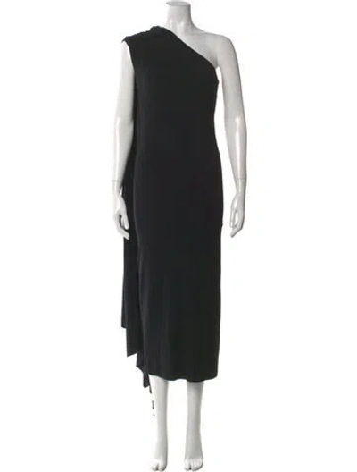 Pre-owned Urban Zen One-shoulder Midi Length Dress In Black