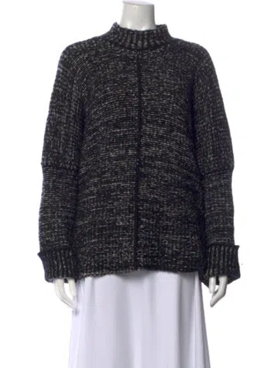 Pre-owned Urban Zen Patterned Mock Neck Sweater In Black