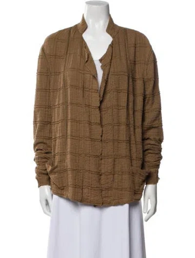 Pre-owned Urban Zen Plaid Print Blazer In Brown
