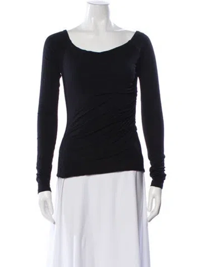 Pre-owned Urban Zen Scoop Neck Long Sleeve Top In Black