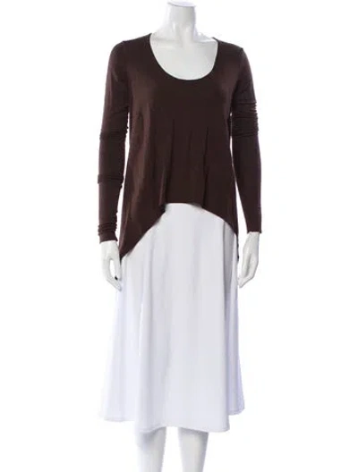 Pre-owned Urban Zen Scoop Neck Long Sleeve Top In Brown
