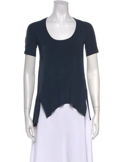 Pre-owned Urban Zen Scoop Neck Short Sleeve Top In Blue