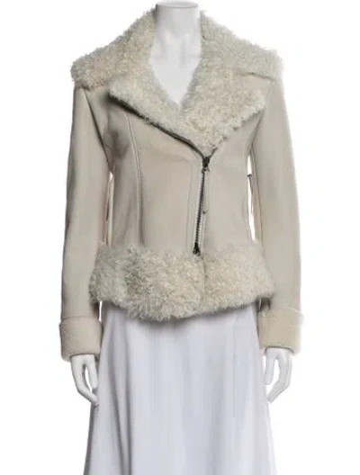 Pre-owned Urban Zen Shearling Biker Jacket In Neutral