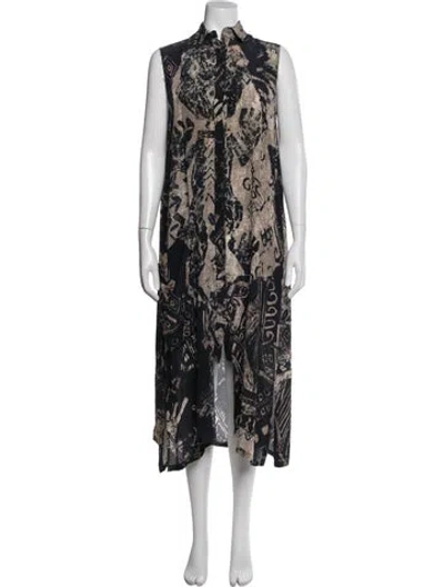 Pre-owned Urban Zen Silk Long Dress In Blue/neutrals