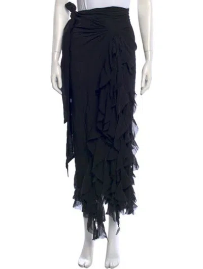 Pre-owned Urban Zen Silk Long Skirt In Black