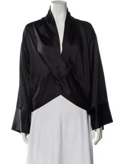 Pre-owned Urban Zen Silk Long Sleeve Blouse In Gray