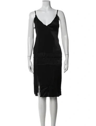 Pre-owned Urban Zen Silk Midi Length Dress In Black