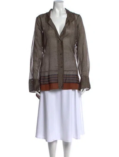 Pre-owned Urban Zen Silk Printed Blouse W/ Tags In Brown