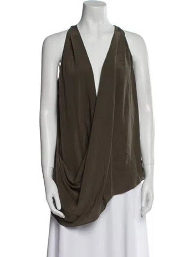 Pre-owned Urban Zen Silk V-neck Tunic In Green