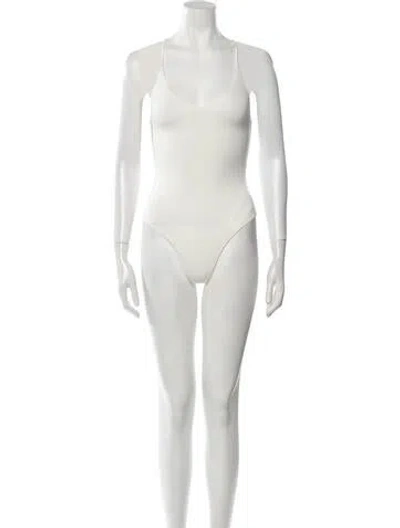 Pre-owned Urban Zen Square Neckline Sleeveless Bodysuit W/ Tags In White