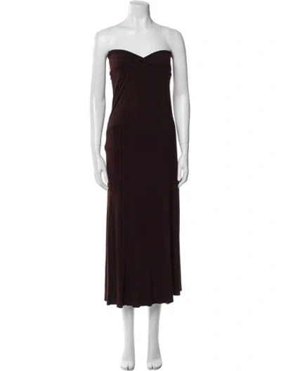 Pre-owned Urban Zen Strapless Midi Length Dress In Brown