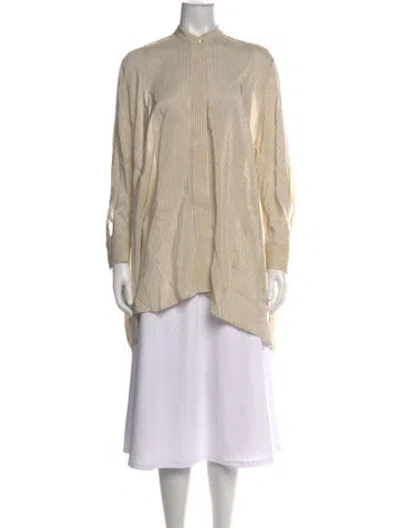 Pre-owned Urban Zen Striped Long Sleeve Tunic In White