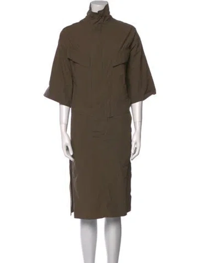 Pre-owned Urban Zen Turtleneck Midi Length Dress In Brown