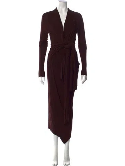 Pre-owned Urban Zen V-neck Long Dress In Burgundy