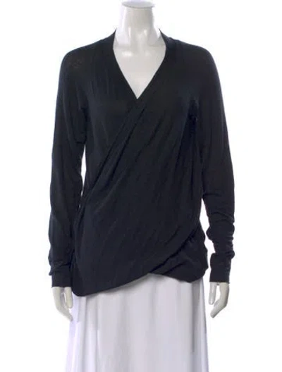 Pre-owned Urban Zen V-neck Long Sleeve Top In Black