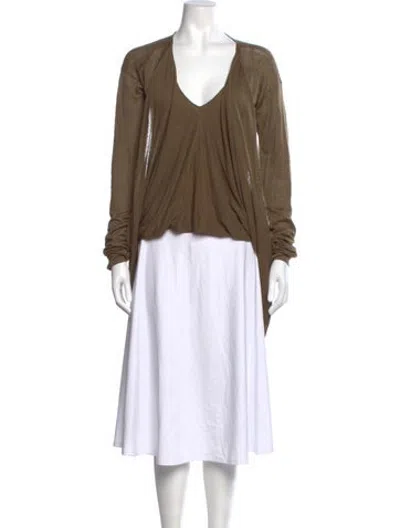 Pre-owned Urban Zen V-neck Long Sleeve Top In Brown