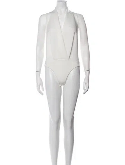 Pre-owned Urban Zen V-neck Sleeveless Bodysuit In White