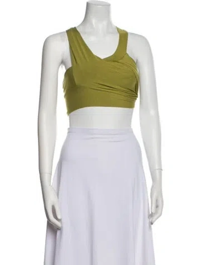 Pre-owned Urban Zen V-neck Sleeveless Crop Top In Green