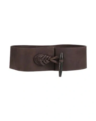 Urban Zen Woman Belt Dark Brown Size S/m Leather