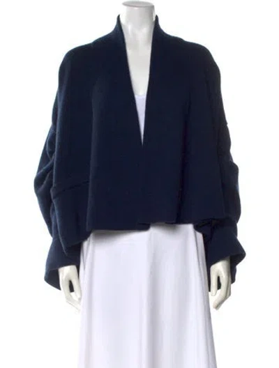 Pre-owned Urban Zen Wool Open Front Sweater In Blue