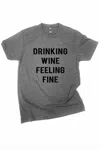 Urbanarteez Women's Drinking Wine Feeling Fine Tee In Grey In Gray