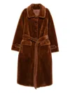 Urbancode Belted Button-front Coat In Brown