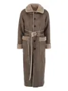 Urbancode Belted Buttoned Coat In Gray