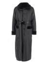 Urbancode Belted Faux-fur Coat In Black