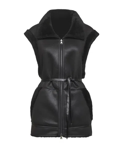 Urbancode Belted Sleeveless Jacket In Black