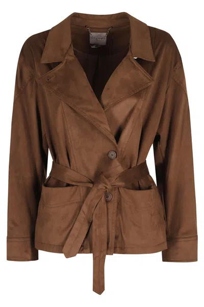 Urbancode Brown Belted Suede-effect Polyester Vest