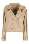 Urbancode Brown Double-breasted Suede-effect Polyester Jacket In Brown