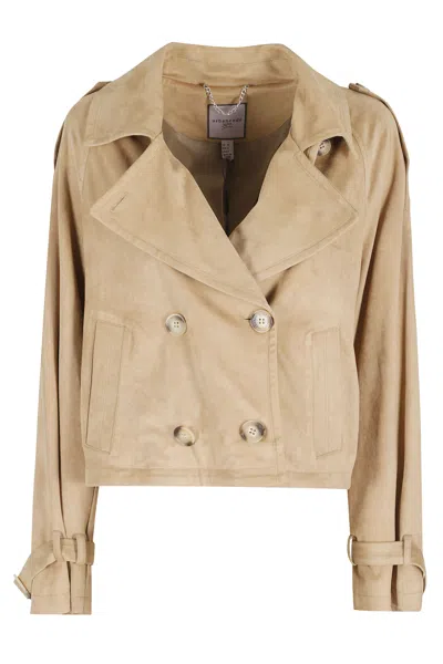 Urbancode Brown Double-breasted Suede-effect Polyester Jacket