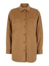 Urbancode Brown Shirt With Classic Collar In Tech Fabric Stretch Woman