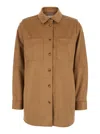 Urbancode Brown Shirt With Classic Collar In Tech Fabric Stretch Woman In Multi
