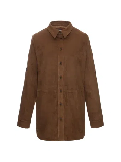Urbancode Buttoned Parka Camoscio In Brown