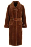 Urbancode Belted Button-front Coat In Brown