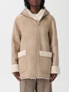 Urbancode Hooded Shearling Coat In Brown
