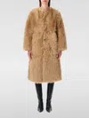 Urbancode Beige Shearling Coat With Round Neck And Front Closure In Faux Fur Woman In Brown