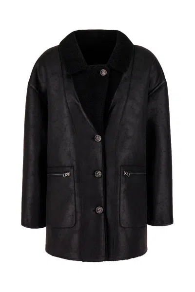 Urbancode Faux-shearling Reversible Jacket In Black