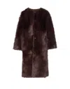 Urbancode Long Coat Faux Fur Reversible In Brown
