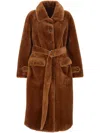 Urbancode Belted Button-front Coat In Brown